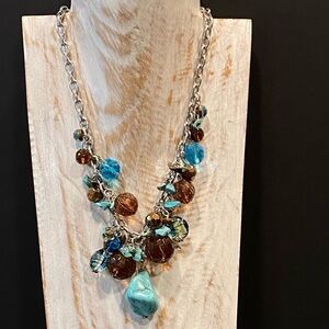 Esmor Silver Tone Dangle Bead Necklace